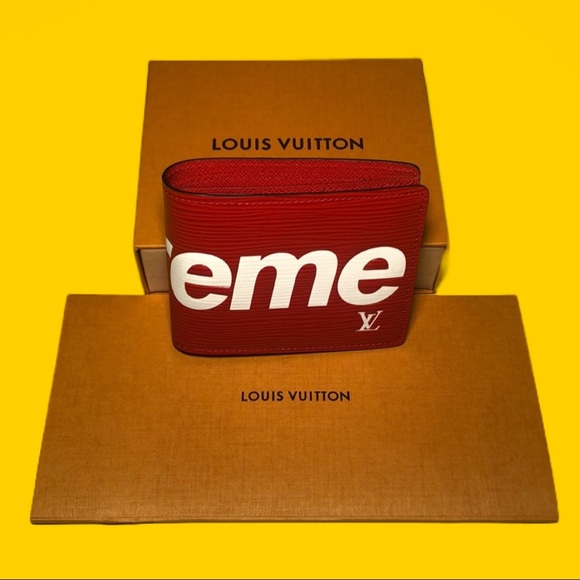🆕🟠 Supreme x Louis Vuitton 🟠 red 'Slender Wallet'